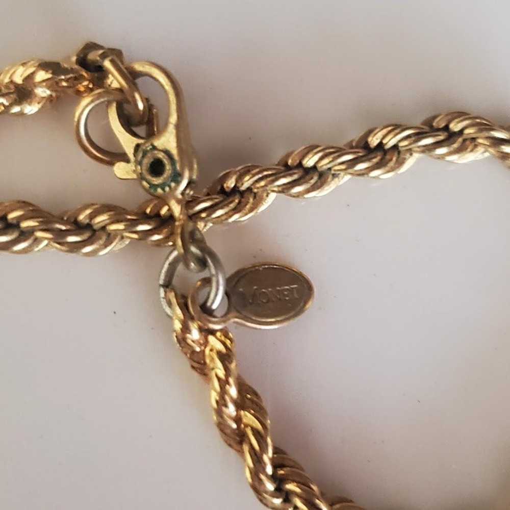 Monet Vintage Gold Tone Rope Chain Necklace Classic Minimalist Layering 15 Inch
